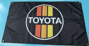 Retro Toyota Flag Banner for Workshop Shed Man Cave Old School Jdm