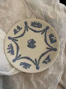 Wedgwood Blue on White Jasperware Cake Plate