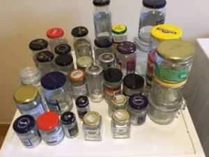 Glass jars suitable for jam etc