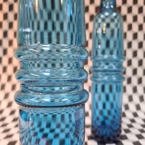 Rosenthal mid-century pair of glass turquoise vases