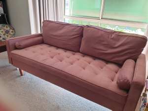 Pink Velvet Couch Duo