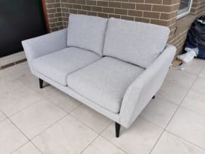 BRAND NEW 3 seater grey fabric sofa tapered design