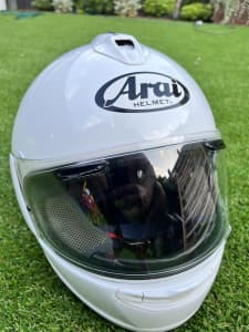 Arai Motorcycle helmet with Sena Bluetooth speaker