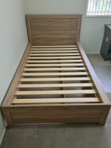 King Single Bed with Side Storage Drawers