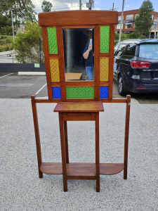 Vintage Stained Glass Mirror Hall Table. Good Condition. Carlingford.