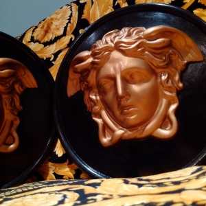 Pair of GIANNI VERSACE 30cm Bronze PALAZZO MEDUSA ROUNDELS ** $ 199