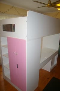 Loft Bed - Ikea, with desk, wardrobe, draws, shelves and mattress