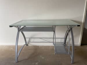 Office desk glass top steel frame heavy duty retails $400 plus