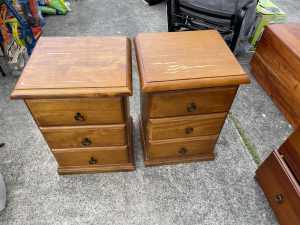2 wooden bedside tables