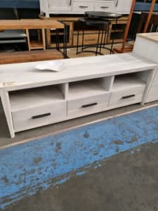 New Aston TV 📺 entertainment unit whitewash 3 drawers lounge storage