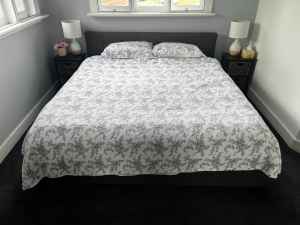 King bed frame, King Koil plush mattress and bedding