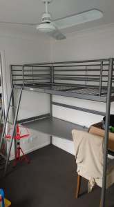 Single Loft Bunkbed with desk, optional mattress & Linen -OFFERS CONSI