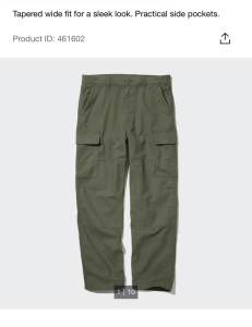 Uniqlo Cargo Pants in Olive (size small)