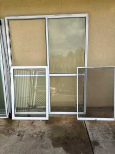2 x Aluminium white wall windows house garage