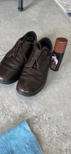 Girls Brown Leather School Shoes Size 8