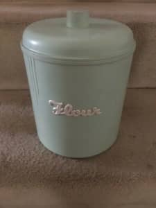 Large vintage retro eon green flour canister - rare no danage