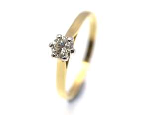 18ct Yellow And White Gold Ladies Diamond Ring Size S 0.5ct T