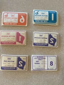 Registration labels to suit vintage car, wagons, motorcycles W.A.