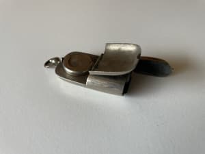 Antique silver plated match and coin holder
