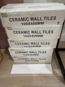 Wall Tiles Ceramic Mat White 100x400mm (Boxed Total 125 Tiles)