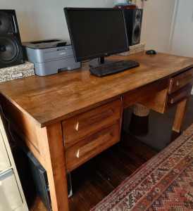 Wooden Desk antique with four drawers