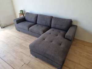 Grey L Shape Lounge Seater Fabric Lounge Sofa