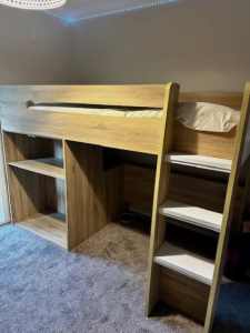 King single loft bunk bed + single bed with 2 mattresses dismantled..
