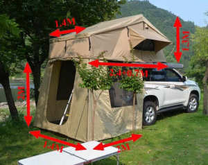 Camping tent 1.4x3.1M roof top tent with annex and floor 340g canvas