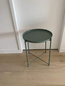 Green Side Tables with Tray H:53cm Diam:45cm
