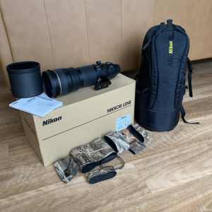 Nikon AF-S NIKKOR 200-400 f/4G ED VRII in EC hood, lens bag, covers 