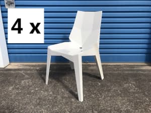4 x Brand New Karim Rashid Style White Poly Dining Chair Outdoor Cafe