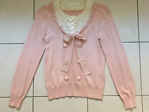 Ladies indie pink ribbon jumper/ blouse (xs)
