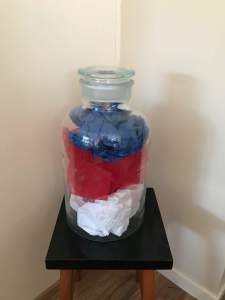 Decorative clear glass pharmacy jar 10L $50 Perfect condition