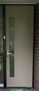 Entrance door with frosted glass panel