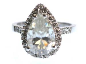 18ct White Gold Ladies Moissanite Diamond Ring Size H 016700142107