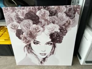 Canvas Print Lady with Roses 650mm x 650mm PC