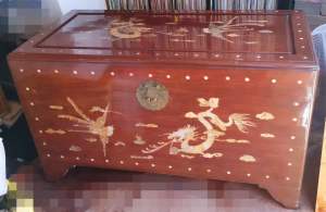 Chinese Camphor Wood Chest with Mother of Pearl Inlay