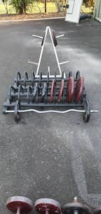 150kg Weight Plates plus Weight Tower and Bar