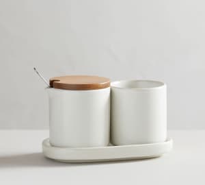 Pottery Barn Mason Stoneware Cream & Sugar Set, New in box