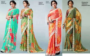 Indian Floral Georgette Saree YNF 090-093 / Bollywood Dress