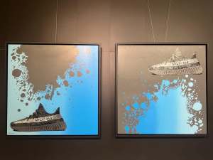 Gradient Yeezys Pair by Adam Todd 100cm x 100cm Framed Street Art