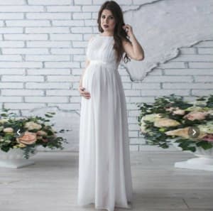 Maternity Photography Gown Dress in White for Photoshoot Baby Shower