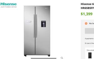Hisense side by side 624L S/S fridge