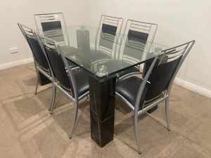 Italian Marble Glass Dining Table