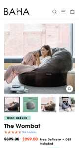 BAHA Memory Form Relaxing Bag/Couch (Wombat)