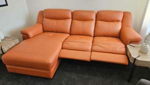 Genuine Leather Electric Recliner with Chaise