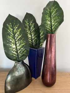 3x Ceramic Vases w/ Artificial Greens