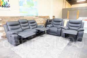 Rhino Suede Grey 5 Seater Reclining Lounge Suite . Excellent Condition