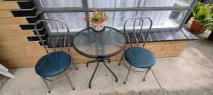 Small round outdoor table with 2 chairs 