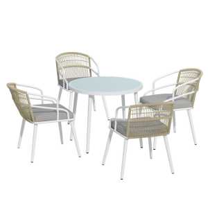 Gardeon Outdoor Dining Set 5 Piece Aluminum Table Chairs Setting Whit